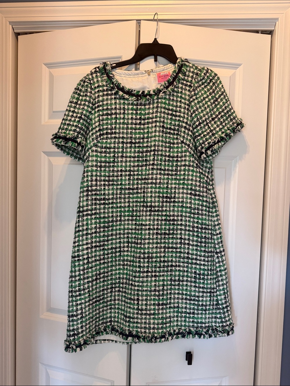 Kate Spade Green and White Tweed Shift Dress